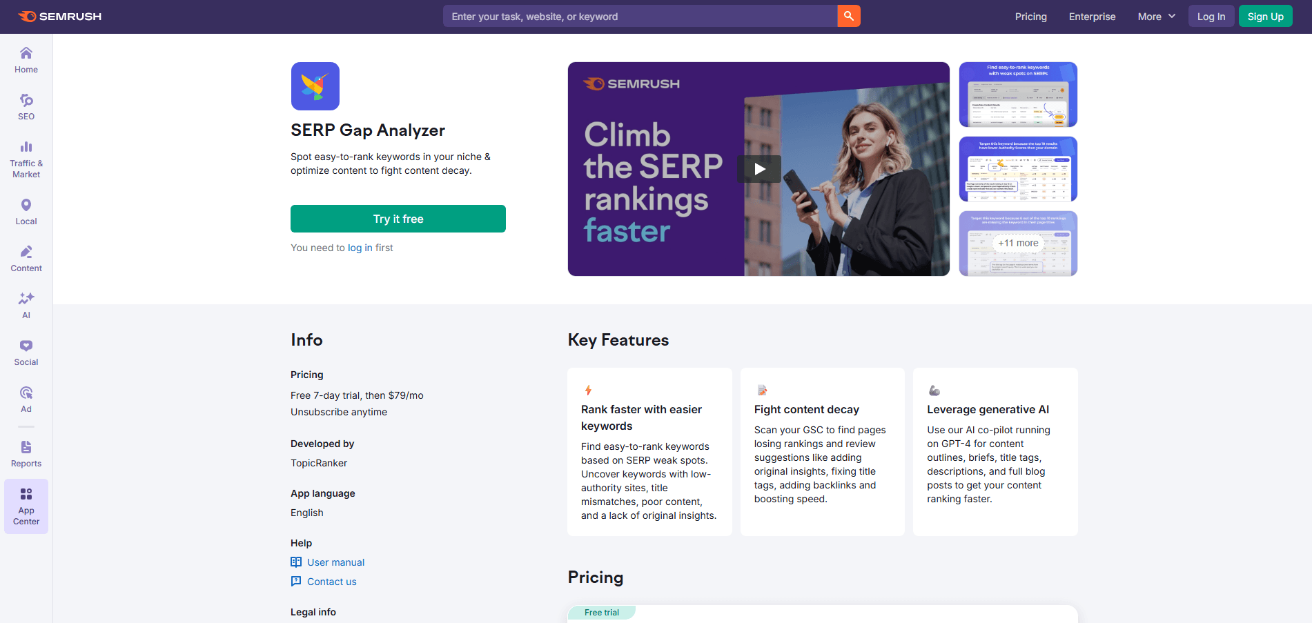 SERP Gap Analyzer by Semrush