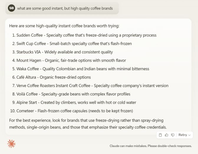 AI training data answer with brand mention