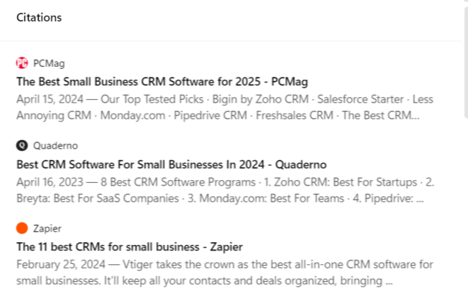 ChatGPT citations for non-localized search