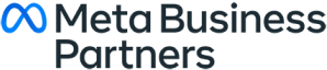 a logo for meta business partners is shown on a transparent background